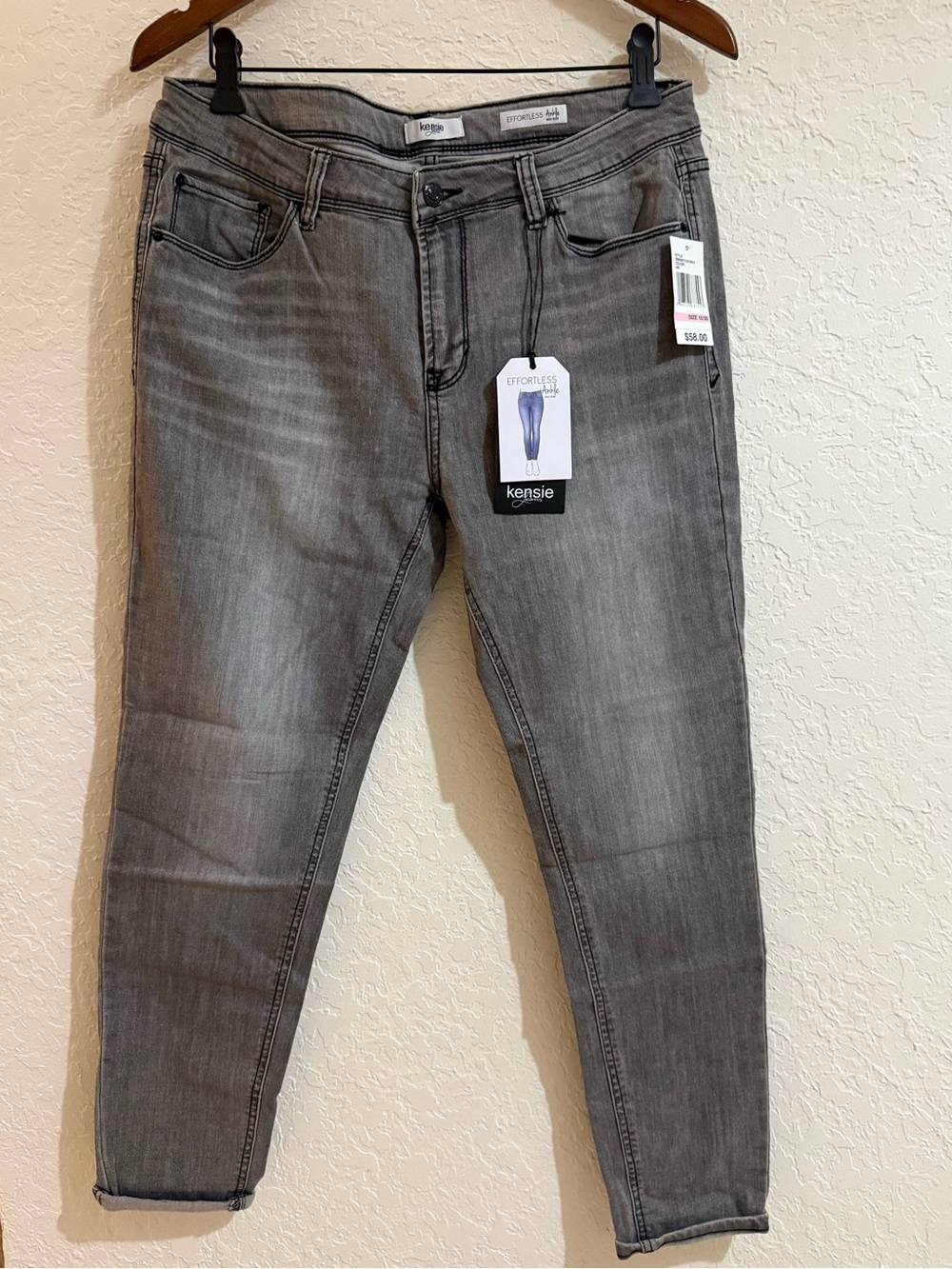 Kensie Women's Gray Ankle Skinny Jeans 10